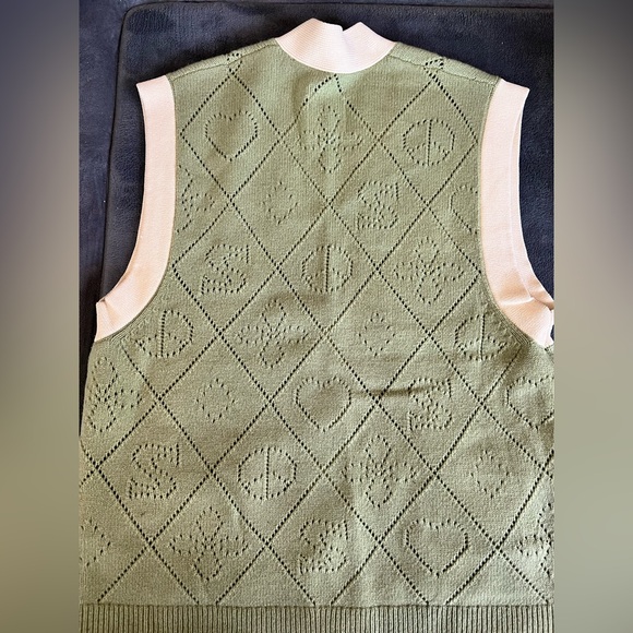 Sandro Olive Knit Vest with Ivory Accents - Picture 3 of 3